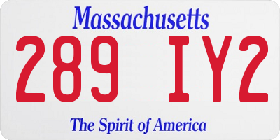 MA license plate 289IY2