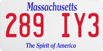 MA license plate 289IY3