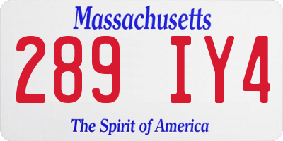MA license plate 289IY4