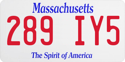 MA license plate 289IY5