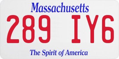 MA license plate 289IY6