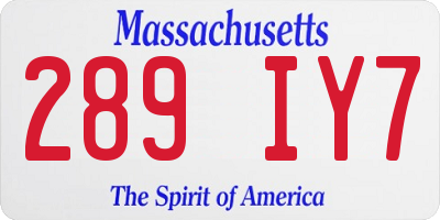MA license plate 289IY7