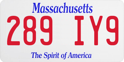 MA license plate 289IY9