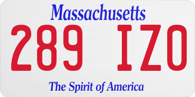 MA license plate 289IZ0