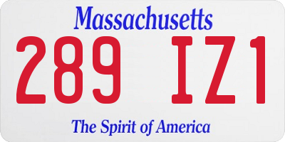 MA license plate 289IZ1