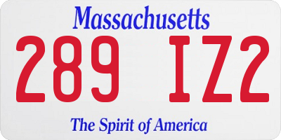 MA license plate 289IZ2