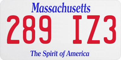 MA license plate 289IZ3