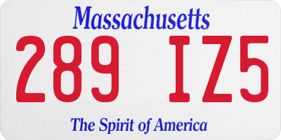 MA license plate 289IZ5