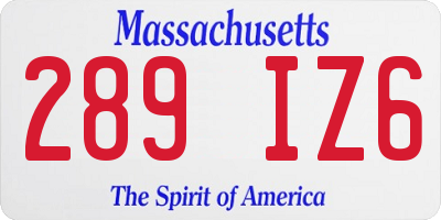 MA license plate 289IZ6