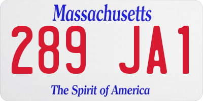 MA license plate 289JA1