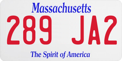 MA license plate 289JA2