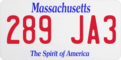 MA license plate 289JA3
