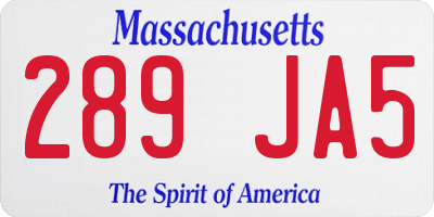 MA license plate 289JA5