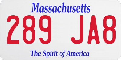 MA license plate 289JA8
