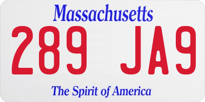 MA license plate 289JA9