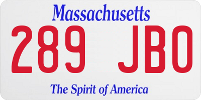MA license plate 289JB0