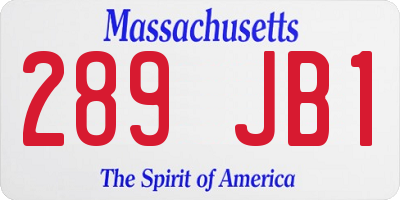 MA license plate 289JB1