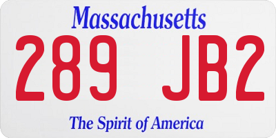 MA license plate 289JB2