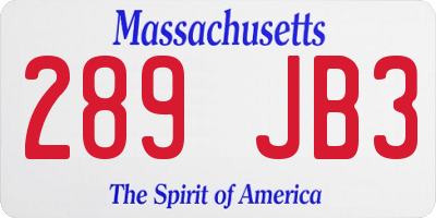 MA license plate 289JB3