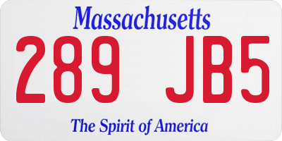 MA license plate 289JB5