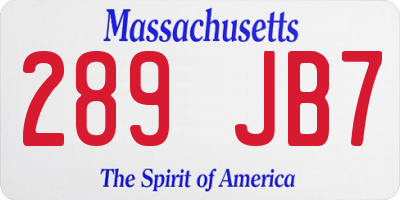 MA license plate 289JB7