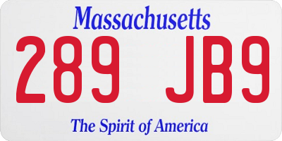 MA license plate 289JB9