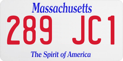 MA license plate 289JC1