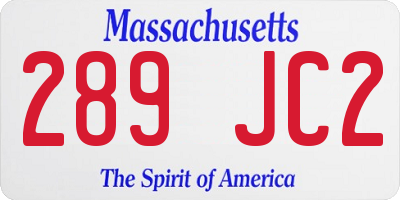 MA license plate 289JC2