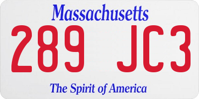 MA license plate 289JC3