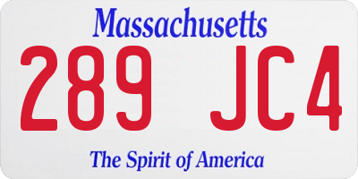 MA license plate 289JC4