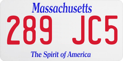 MA license plate 289JC5