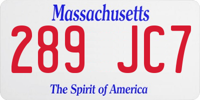 MA license plate 289JC7
