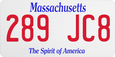 MA license plate 289JC8