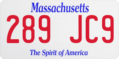 MA license plate 289JC9
