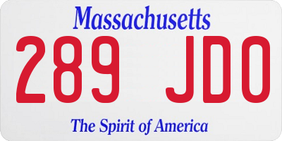 MA license plate 289JD0