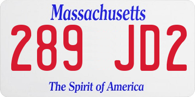 MA license plate 289JD2
