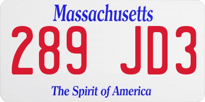 MA license plate 289JD3