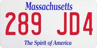 MA license plate 289JD4