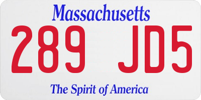 MA license plate 289JD5