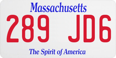 MA license plate 289JD6
