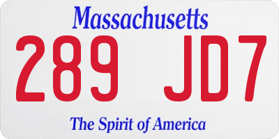 MA license plate 289JD7