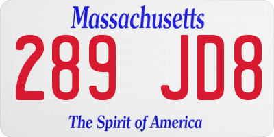 MA license plate 289JD8
