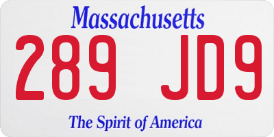 MA license plate 289JD9