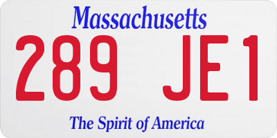 MA license plate 289JE1