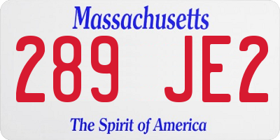 MA license plate 289JE2