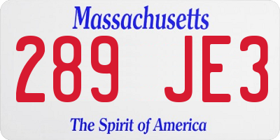 MA license plate 289JE3
