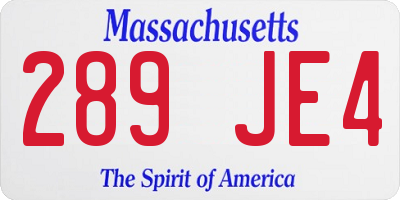 MA license plate 289JE4