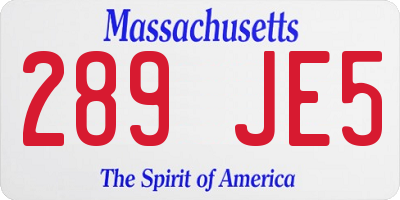 MA license plate 289JE5
