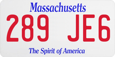 MA license plate 289JE6