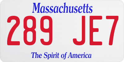 MA license plate 289JE7